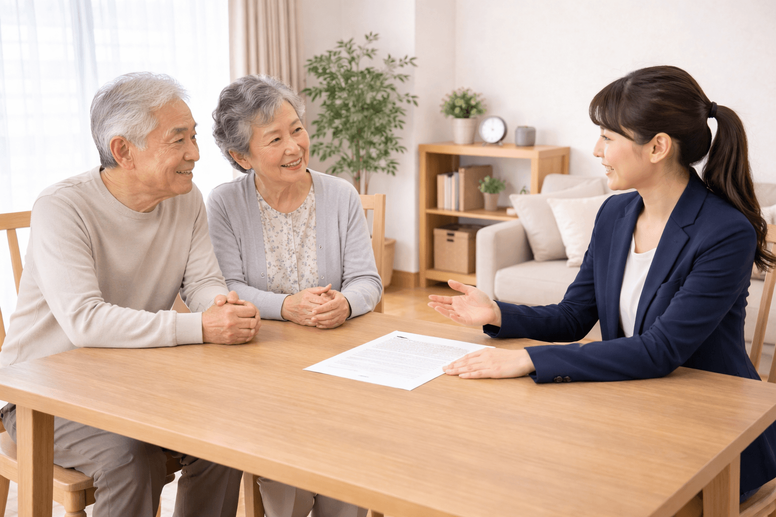 ご納骨やお墓についてスタッフへ相談する様子
