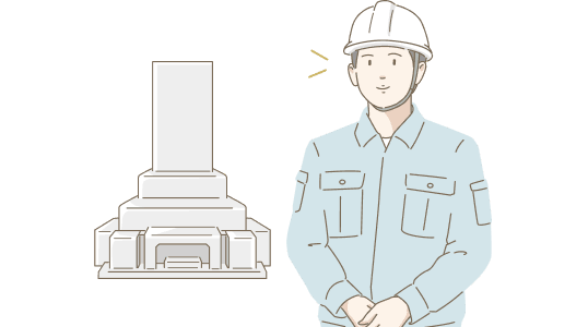 墓石と石材店スタッフのイラスト