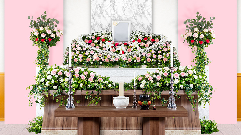 ピンク花祭壇